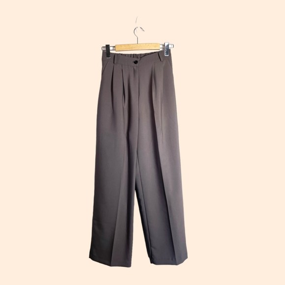 Frankie Shop Pants - Frankie Shop Brown Pleated Wide Leg Trousers